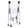 Portable laundry drying rack with adjustable wings, made of rust-proof steel, ideal for space-saving storage.