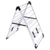 Portable laundry drying rack with adjustable wings, made of rust-proof steel for easy storage and multi-functional use.