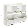 Kids storage unit in white with four divided shelves, ideal for organizing toys and books in children's rooms.