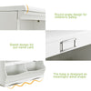 Kids storage unit with round edges, wave-shaped base, and divided shelves for organizing toys and books in white.