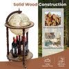17-inch wooden globe wine rack with wheels, featuring an old world map and storage for wine bottles, adds elegance to.