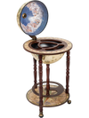 17 Inch Italian Style Design Wooden Globe Liquor Bottle Wine Rack with Wheels