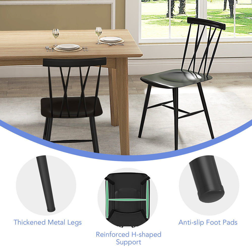 Set of 2 modern dining chairs with ergonomic backrest, sturdy steel construction, perfect for dining or living rooms.