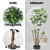 5.5 feet artificial ficus tree with 2 trunks and 756 leaves, perfect for home or office decor without maintenance.