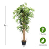 5-foot artificial bamboo tree with 8 trunks and 1095 leaves in a black pot, perfect for indoor-outdoor decoration.