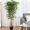 5-foot artificial bamboo silk tree in a black pot, perfect for indoor or outdoor decoration, requires no maintenance.