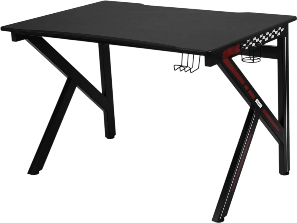 K-Shaped Gaming Desk with Cup Holder Headphone