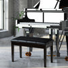 Solid Wood PU Leather Piano Double Duet Keyboard Bench-Black - Gallery View 1 of 9