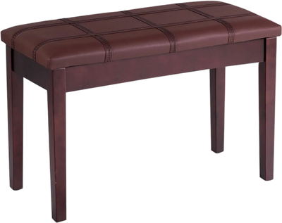 Costway Solid Wood PU Leather Piano Keyboard Double Storage Bench 26734158 New