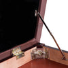 Close-up of the hinge mechanism on the Solid Wood PU Leather Piano Bench, featuring sturdy construction and.