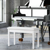 Solid Wood PU Leather Padded Piano Bench Keyboard Seat-White - Gallery View 1 of 9