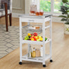 Kitchen Island Cart with Stainless Steel Tabletop and Basket-White - Gallery View 1 of 13
