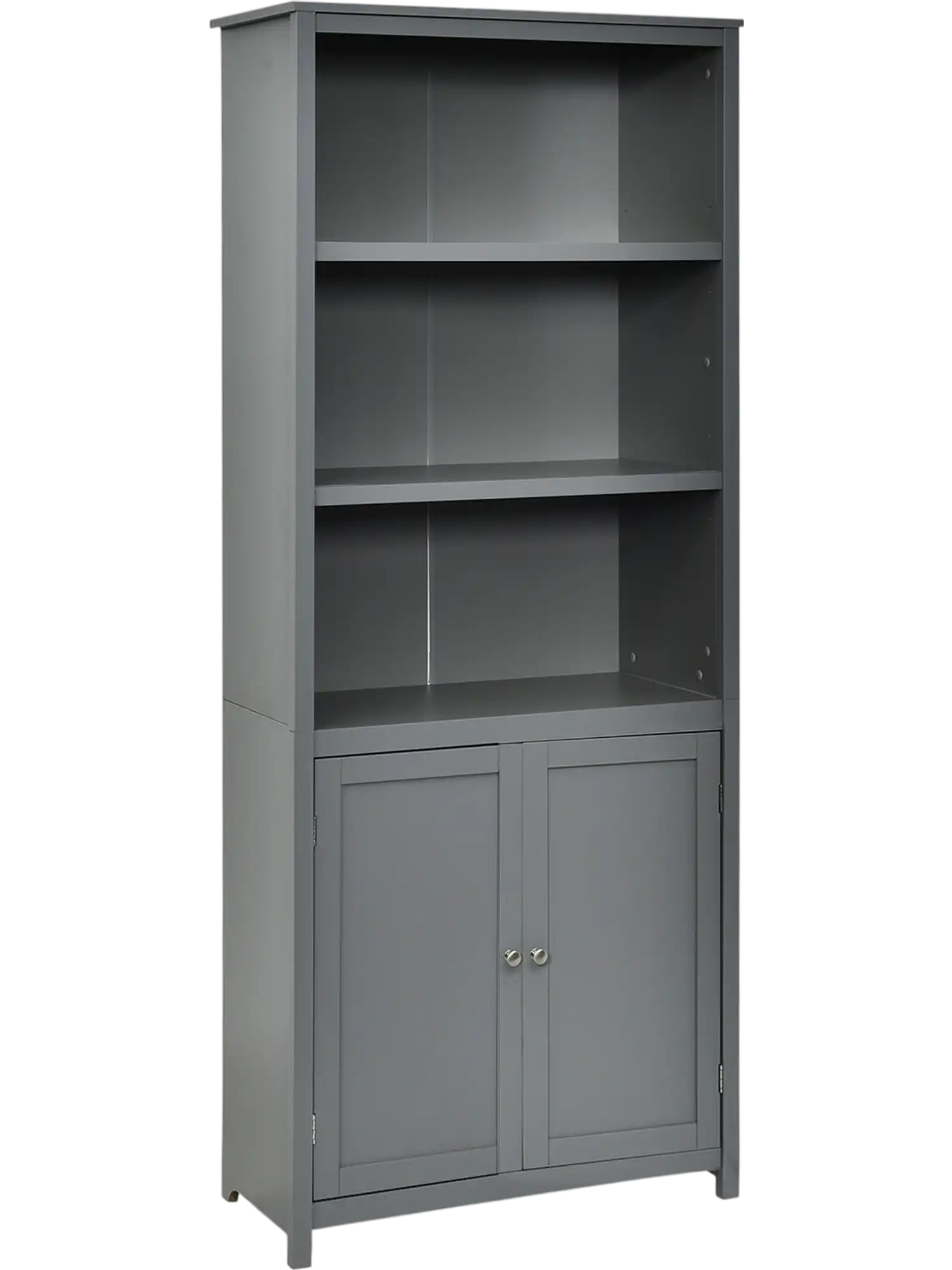 Costway Standing Wooden 3-Tier Open Bookcase w/ Double Doors 16289037 New