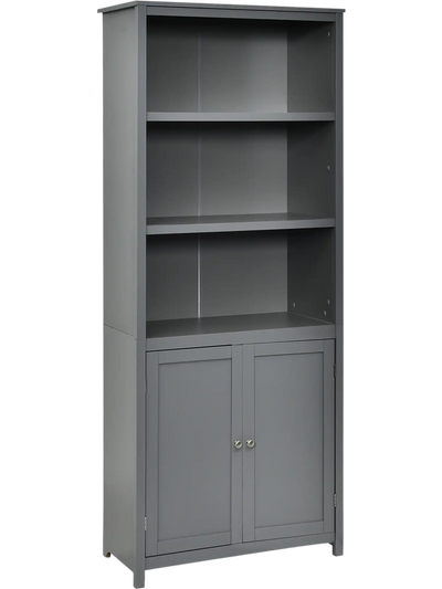Costway Standing Wooden 3-Tier Open Bookcase w/ Double Doors 16289037 New