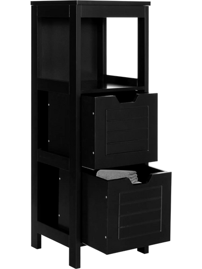 Costway Multifunction Bathroom Wooden Floor Cabinet Organizer Storage Rack 75348120 New