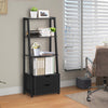 4-Tier Ladder Bookshelf Storage Display with Drawers - Gallery View 1 of 10
