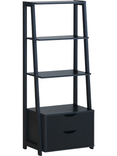 Costway 4-Tier Ladder Bookshelf Storage Display w/ 2 Drawers 35102479 New