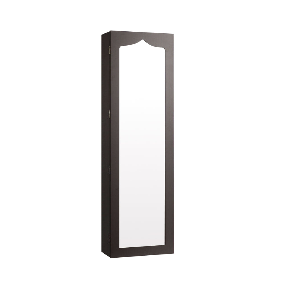 5 LEDs Jewelry Armoire Wall Mounted / Door Hanging Mirror-Brown - Gallery View 1 of 13
