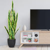 Tall artificial snake plant with 20 vivid leaves in a sturdy pot, perfect for indoor or outdoor decoration.