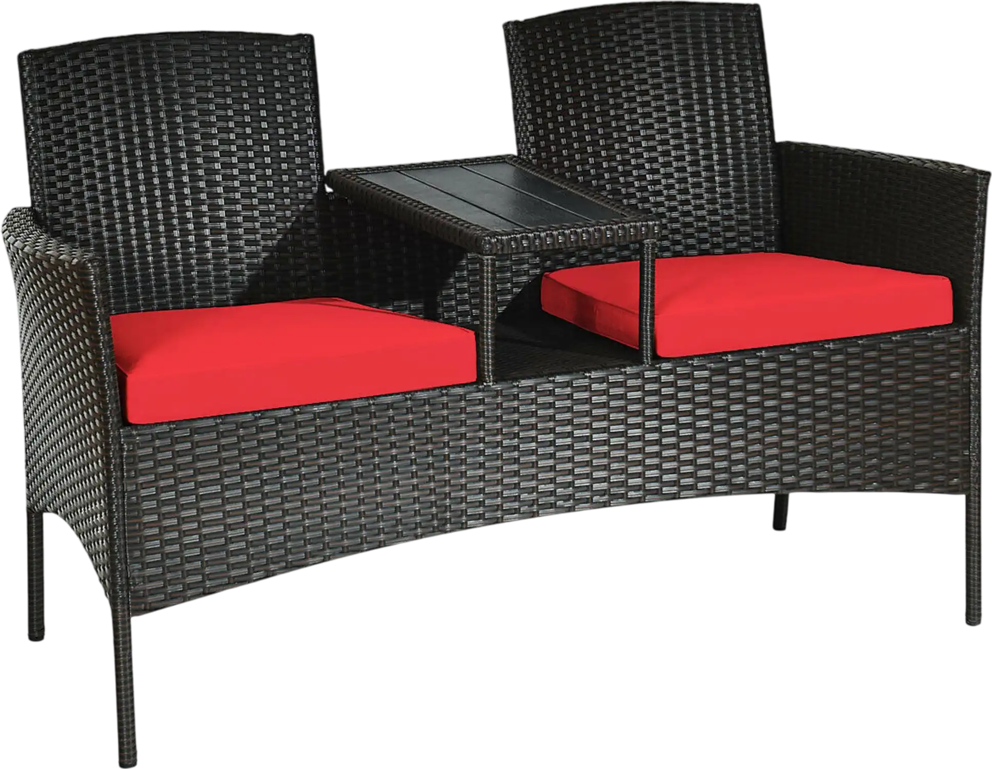 Costway Modern Patio Conversation Set with Built-in Coffee Table & Cushions 97642380 New