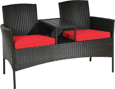 Costway Modern Patio Conversation Set with Built-in Coffee Table & Cushions 97642380 New