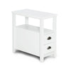 End Table Wooden with 2 Drawers and Shelf Bedside Table-White - Gallery View 1 of 10