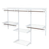 Adjustable wall-mounted closet rack system with shelves and rods, made of powder-coated steel for durability and.