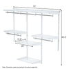 Adjustable wall-mounted closet rack system with shelves, made of powder-coated steel, ideal for organizing clothing and.