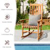 Single outdoor rocking chair made of premium eucalyptus wood with a contoured seat, perfect for patio relaxation.