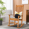 Single outdoor rocking chair made of premium eucalyptus wood with a contoured slatted seat, perfect for patio.