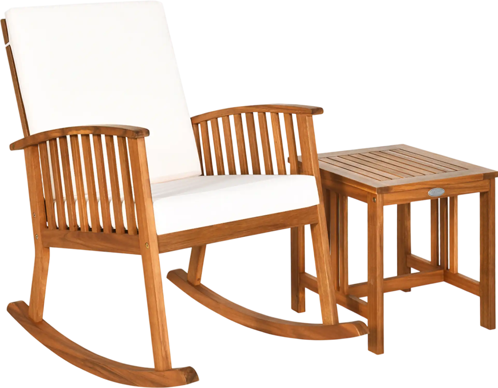 Costway 2-Pc Acacia Wood Patio Rocking Chair Table Set 47893650 New