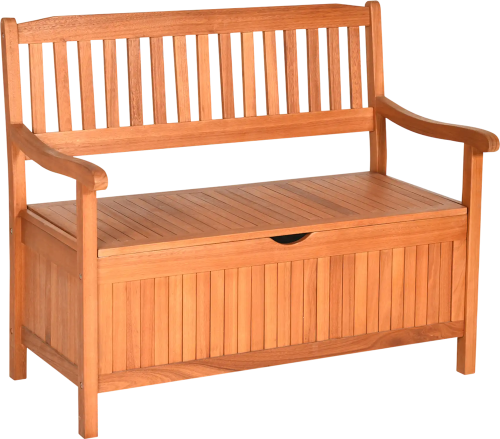 33 Gallon Wooden Storage Bench with Liner for Patio Garden Porch