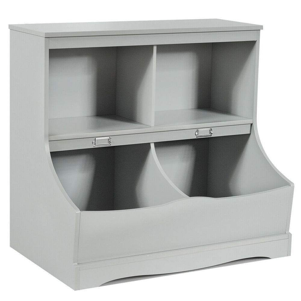 Kids Floor Cabinet Multi-Functional Bookcase -Gray - Gallery View 1 of 8