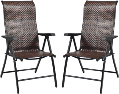 Costway 2-Piece Patio Rattan Folding Reclining Chair 43580167 New