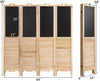 4-panel folding room divider screen with chalkboard, made of solid wood, ideal for living room or office use.