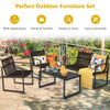 4-piece patio furniture conversation set featuring a loveseat, chairs, and table, made of durable steel and polyester.