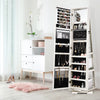 360° Rotatable 2-in-1 Lockable Jewelry Cabinet with Full-Length Mirror-White - Gallery View 1 of 13