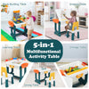 5-in-1 kids activity table set featuring a double-sided board for learning, drawing, and block-building, perfect for.