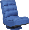 Navy 5-position folding floor gaming chair with 360-degree swivel, high-density sponge padding, and removable base.