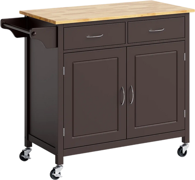Costway Rolling Kitchen Cart Island Wood Counter Top 35976241 New