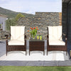 3 Pcs Patio Conversation Rattan Furniture Set with Glass Top Coffee Table and Cushions-White - Gallery View 1 of 12