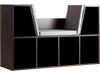 Cushioned reading nook bookcase in brown with 6 cubbies for kids' toys and books, perfect for home or office use.