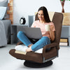 360-degree swivel gaming floor chair in brown with adjustable backrest, perfect for gaming, reading, or relaxing.