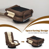 Foldable 360-degree swivel gaming floor chair in brown with adjustable backrest for comfort and easy storage.