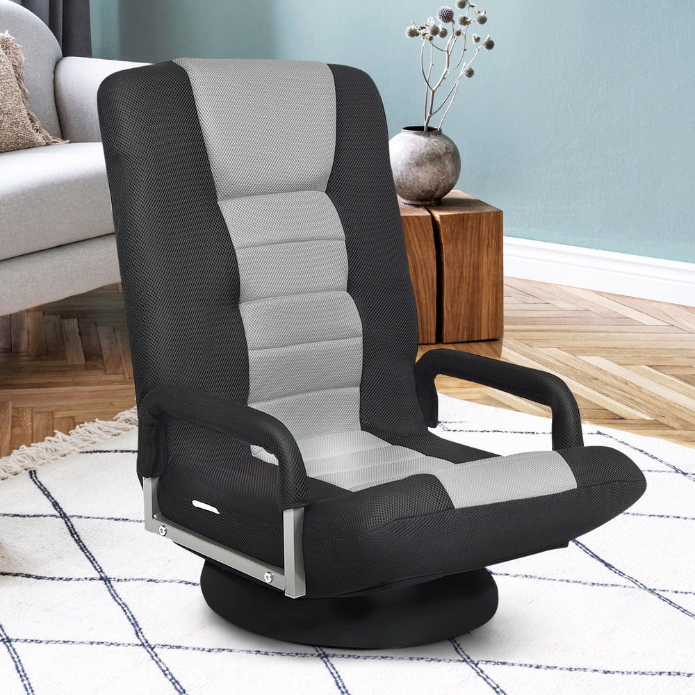 360-Degree Swivel Gaming Floor Chair with Foldable Adjustable Backrest-Gray - Gallery View 1 of 11