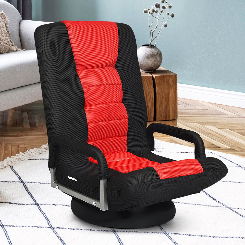 360-Degree Swivel Gaming Floor Chair with Foldable Adjustable Backrest-Red - Gallery View 1 of 11