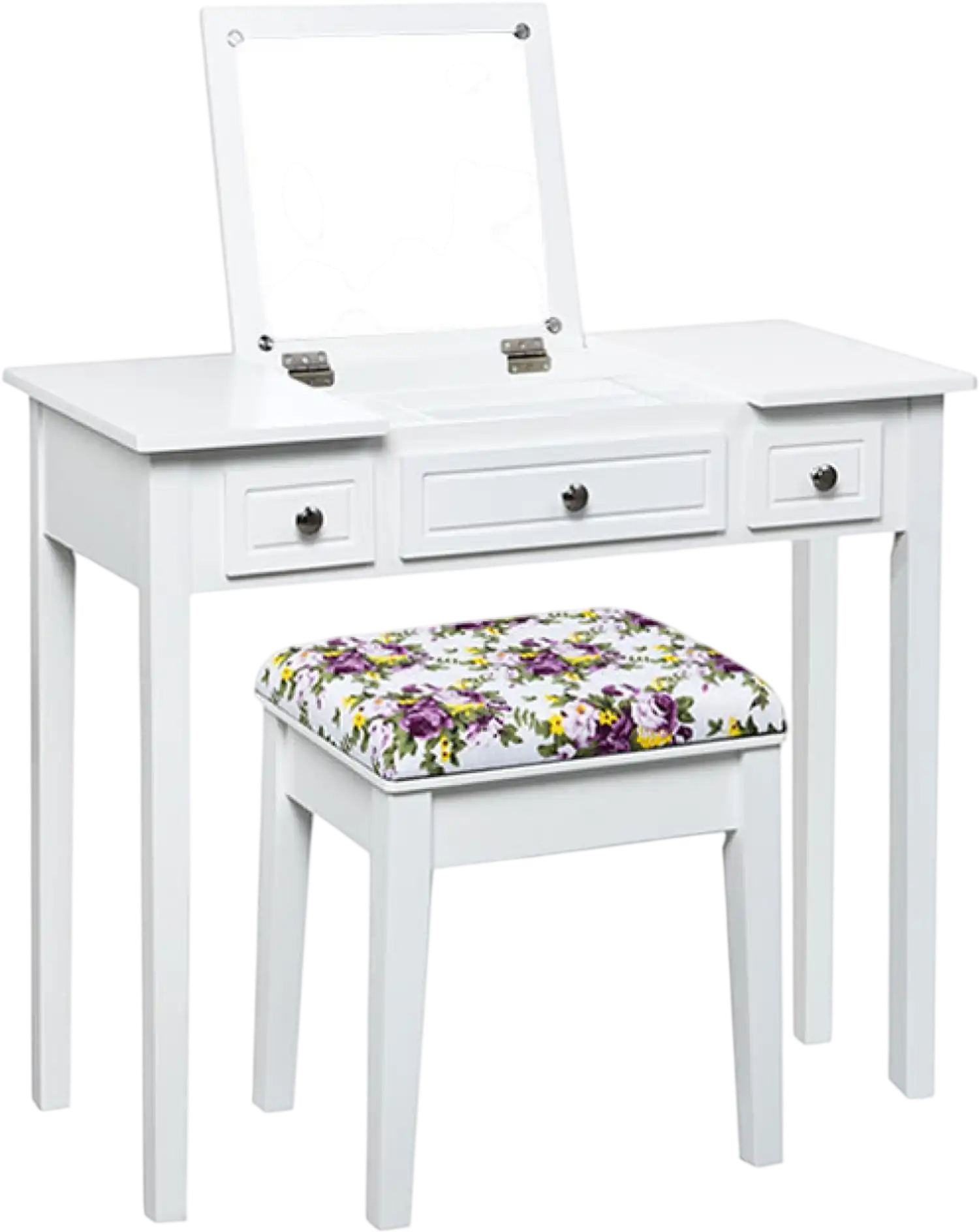 Costway Vanity Dressing Table Set Flip Top Mirror 3 Drawers 52190783 New