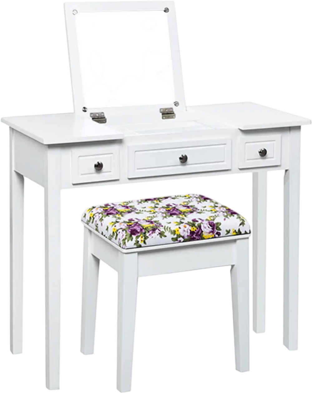 Vanity Dressing Table Set with Flip Top Mirror and 3 Drawers