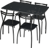 5 Pieces Dining Table Set with 4 Chairs and Backrests