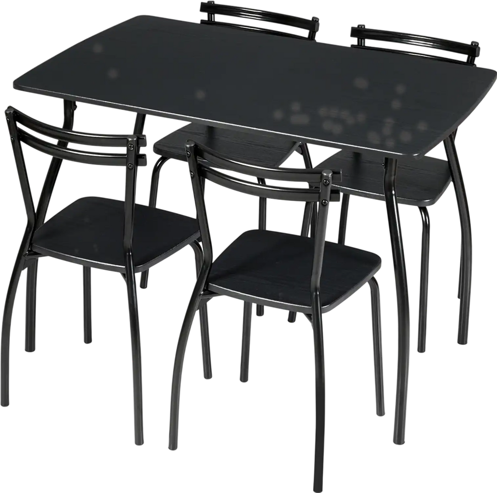 5 Pieces Dining Table Set with 4 Chairs and Backrests